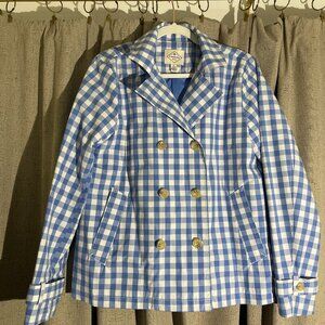 St. John's Bay Blue Gingham Raincoat - Size M